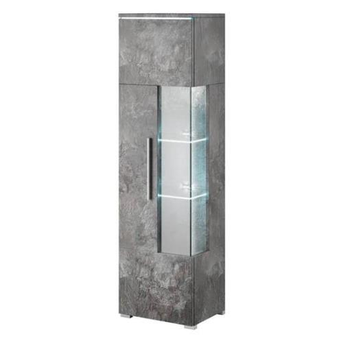 Izola Display Cabinet Tall Right 1 Door In Slate Grey With LED