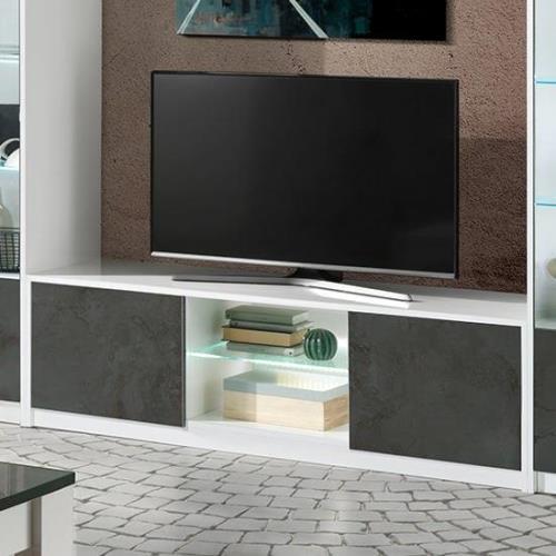 Graz Wooden TV Stand 2 Doors In Matt White And Oxide With LED