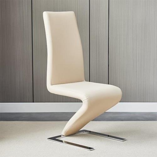 Demi Z Faux Leather Dining Chair In Taupe With Chrome Feet