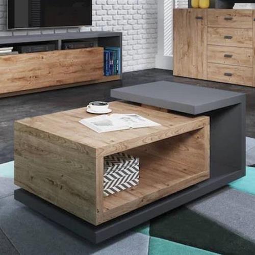 Belek Wooden Coffee Table In Ribbec Oak And Grey