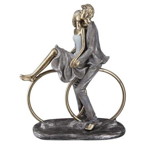 Ocala Polyresin Couple On Rings Sculpture In Gold