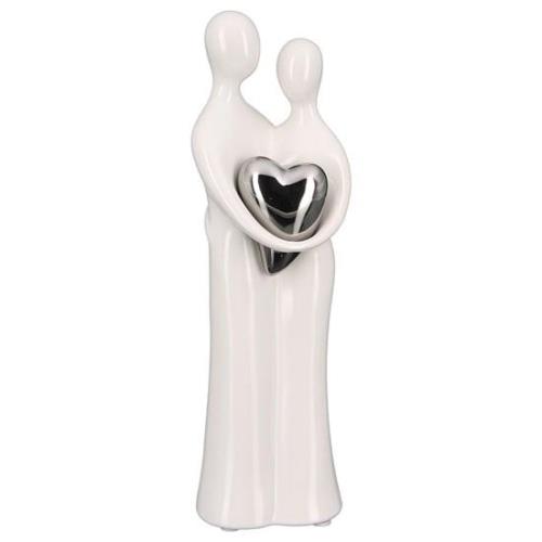 Moline Ceramics Couple Sculpture In White And Silver