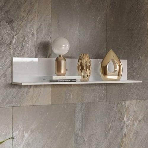 Herrin Wooden Wall Hung Shelf In White Glass