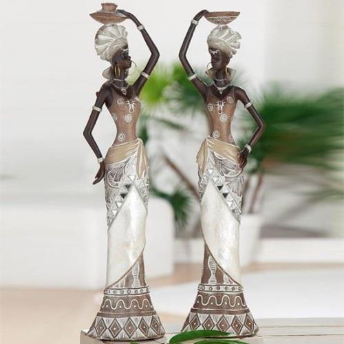 Ocala Polyresin Lady Nairobi Sculpture In Beige And Brown