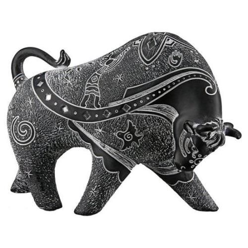 Ocala Polyresin Bull Simbo Sculpture In Black And Grey