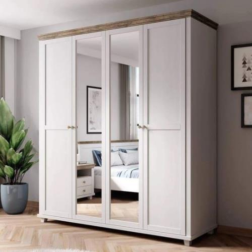 Eilat Mirrored Wardrobe With 4 Doors In Abisko Ash