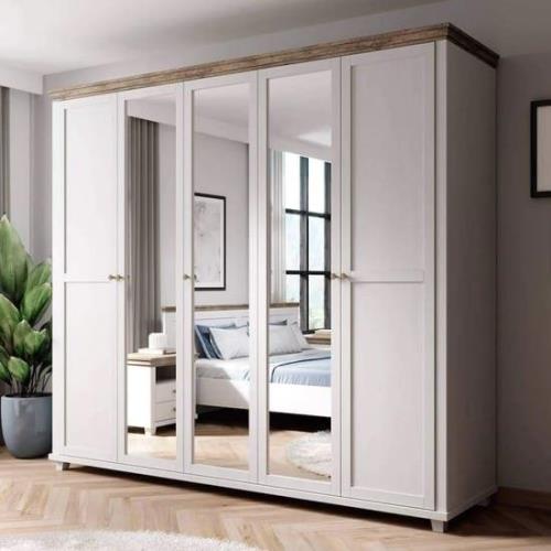 Eilat Mirrored Wardrobe With 5 Doors In Abisko Ash