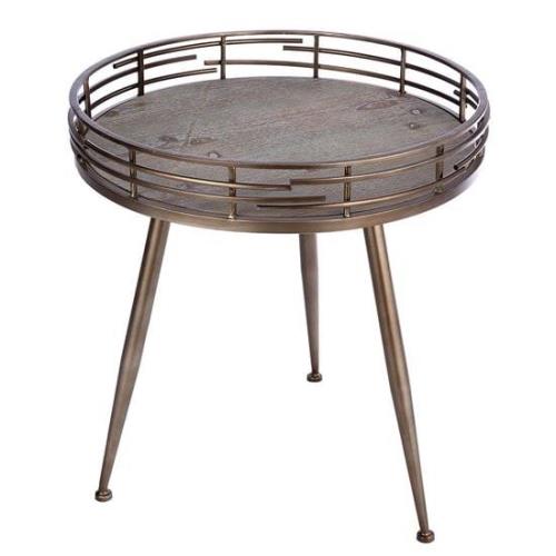 Macon Wooden Side Table Small In Grey And Silver