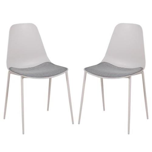 Naxos Stone Metal Dining Chairs With Fabric Seat In Pair