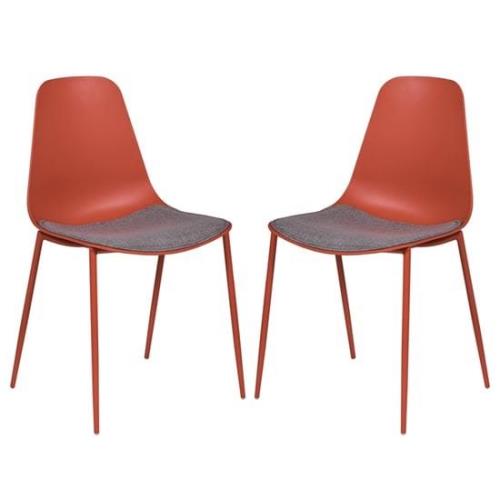 Naxos Rust Metal Dining Chairs With Fabric Seat In Pair