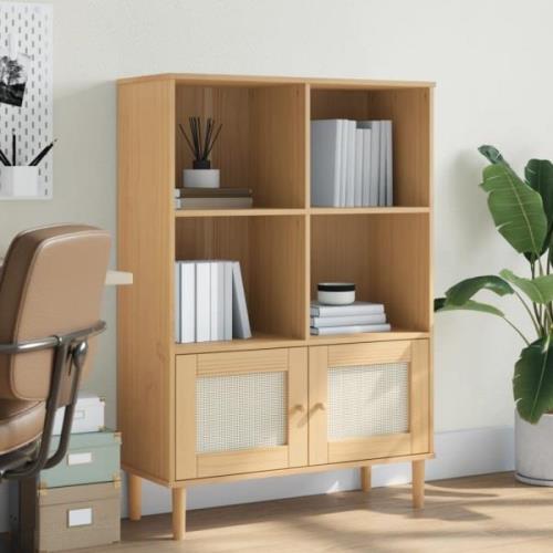 Celle Pinewood Bookcase With 4 Shelves In Brown