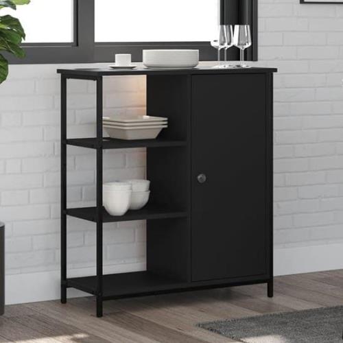 Lecco Wooden Sideboard With 1 Door 3 Shelves In Black