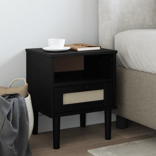 Celle Pinewood Bedside Cabinet With 1 Drawer In Black