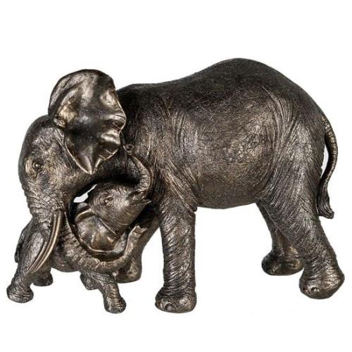 Ocala Polyresin Elephant Zambezi With Baby Sculpture In Grey