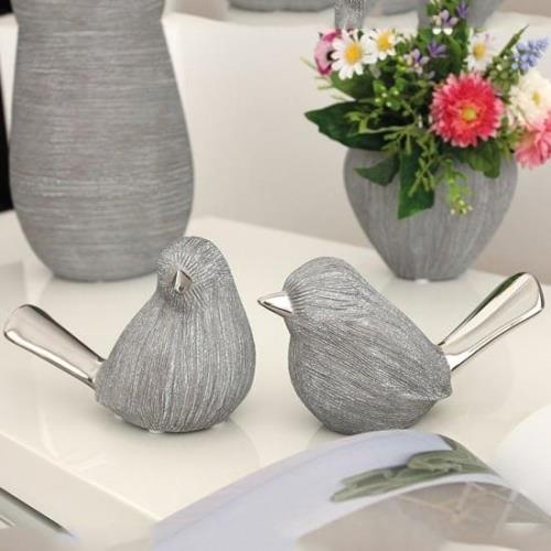 Moline Ceramics Deco Bird Vulcanos Sculpture In Grey