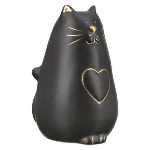 Moline Ceramics Cat Kitty With Heart Sculpture In Black