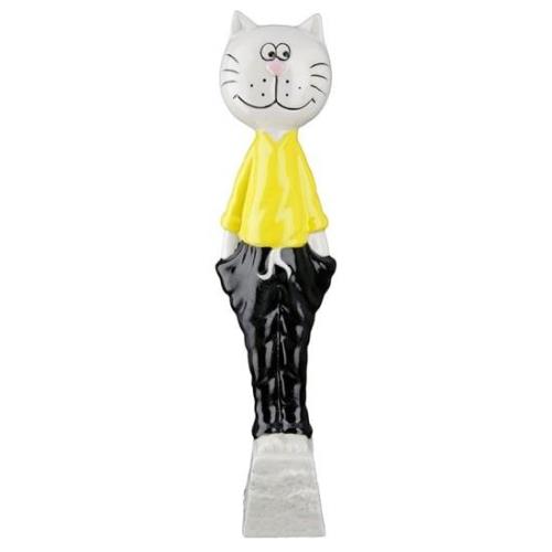 Allen Porcelain Cat Lenso Sculpture Small In Yellow And Black