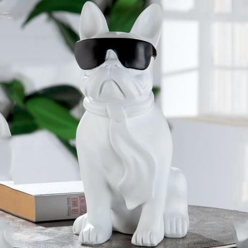 Ocala Polyresin Cool Dog Sitting Sculpture In White