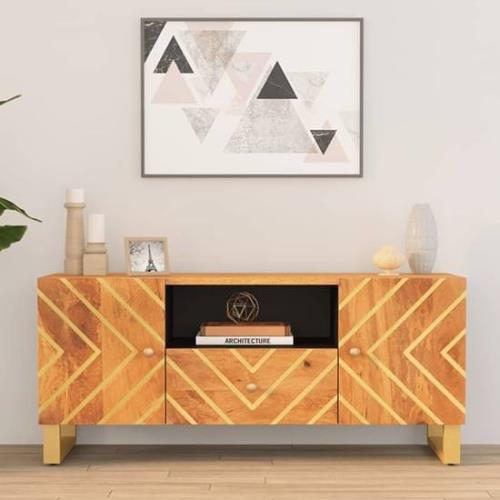 Sarlat Mangowood TV Stand 2 Doors 1 Drawer In Brown And Black