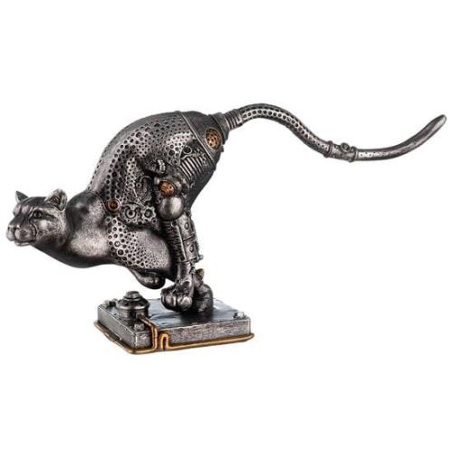 Ocala Polyresin Steampunk Leopard Sculpture In Silver