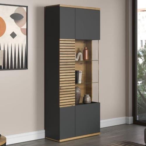 Narva Wooden Display Cabinet In Evoke Oak With LED