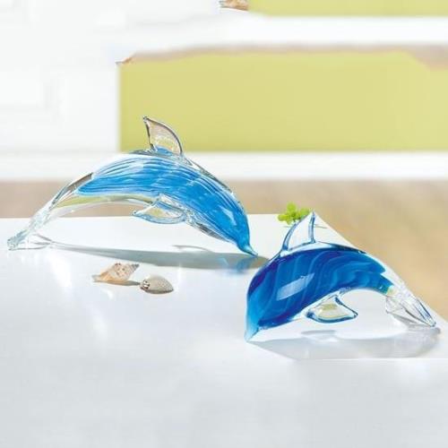 Newark Glass Dolphin Sculpture In Light Blue