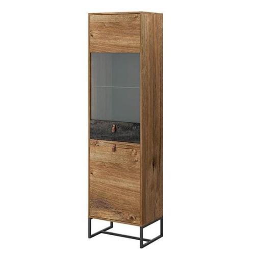 Durham Wooden Display Cabinet Tall With 2 Doors In Ribbeck Oak