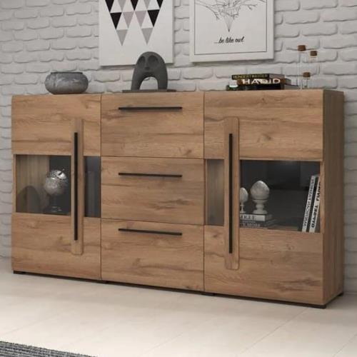 Trail Sideboard 2 Doors 3 Drawers In Grandson Oak With LED