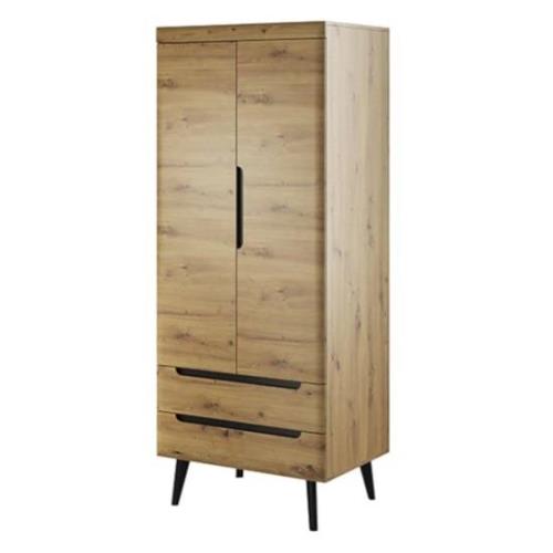 Newry Wooden Wardrobe With 2 Door 2 Drawers In Artisan Oak