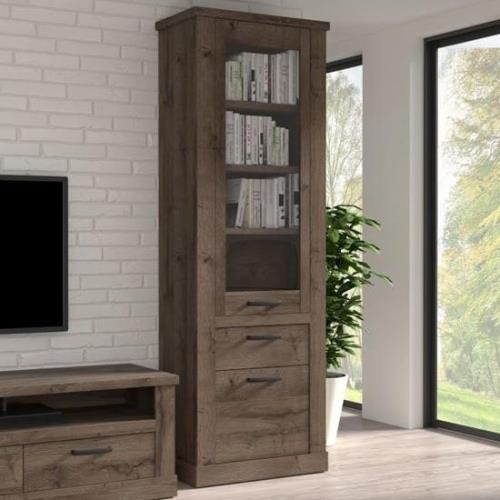 Calgary Wooden Display Cabinet With 2 Doors In Tabak Oak