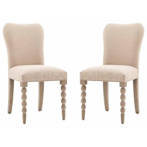 Arta Natural Fabric Dining Chairs In Pair