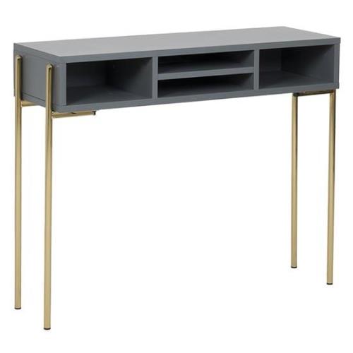 Malibu Wooden Console Table With Shelf In Grey