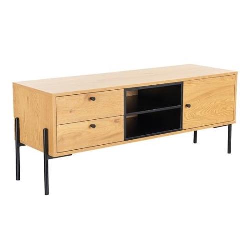 Malibu Wooden TV Stand Wide 1 Door 2 Drawers In Natural Oak