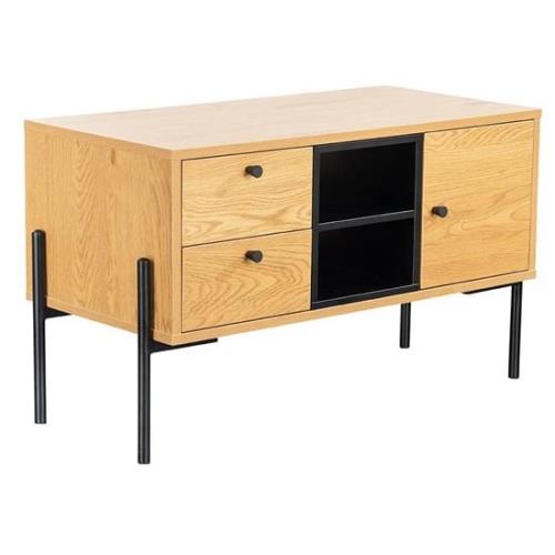 Malibu Wooden TV Stand With 1 Door 2 Drawers In Natural Oak