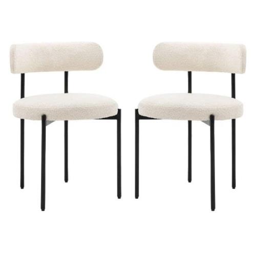 Arras Vanilla Polyester Fabric Dining Chairs In Pair