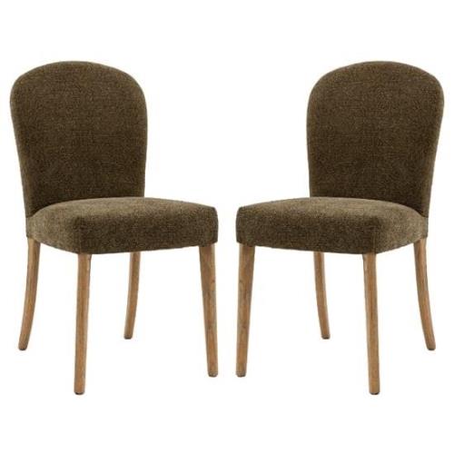 Hyeres Moss Green Fabric Dining Chairs In Pair