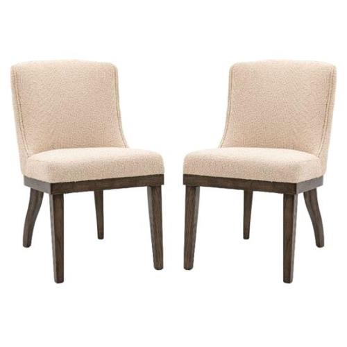 Kigali Taupe Polyester Fabric Dining Chairs In Pair