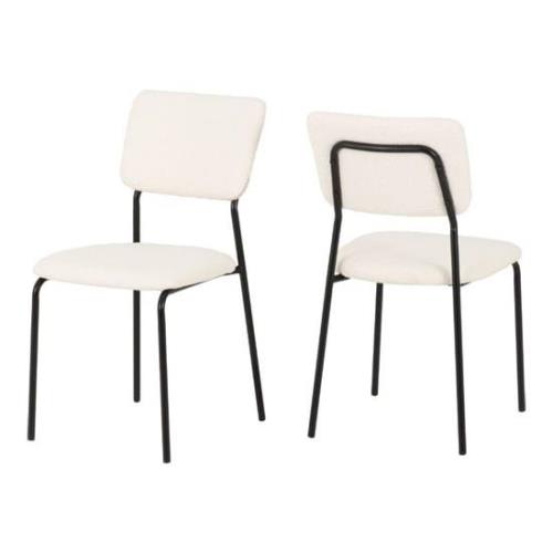 Sanur Set Of 4 Boucle Fabric Dining Chairs In Ivory