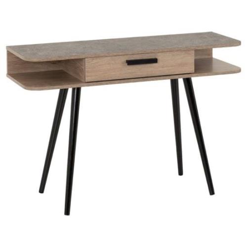 Sineu Wooden Console Table In 1 Drawer Mid Oak Effect And Grey