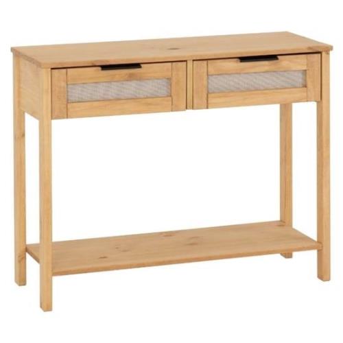 Central Wooden Console Table With 2 Drawers In Oak