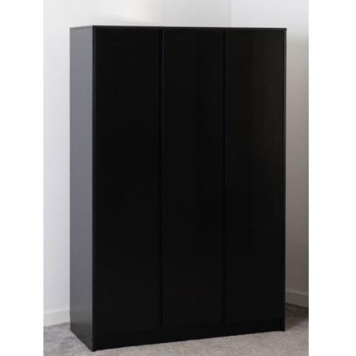 Mcgowen Wooden Wardrobe With 3 Doors In Black