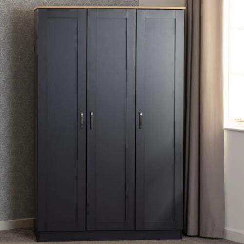 Parnu Wooden Wardrobe With 3 Doors In Grey And Oak