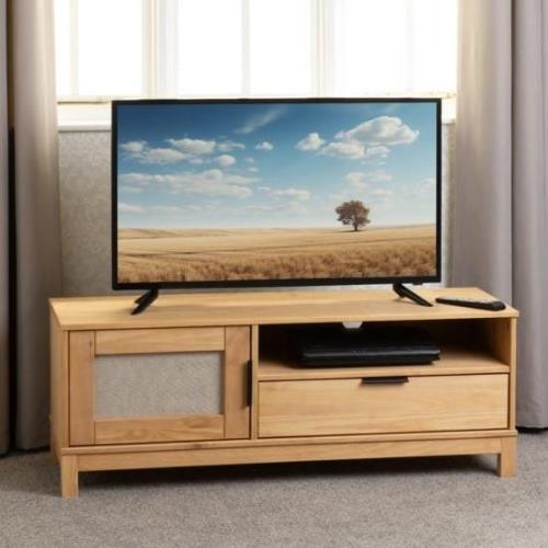 Central Wooden TV Stand With 1 Door 1 Drawer In Oak