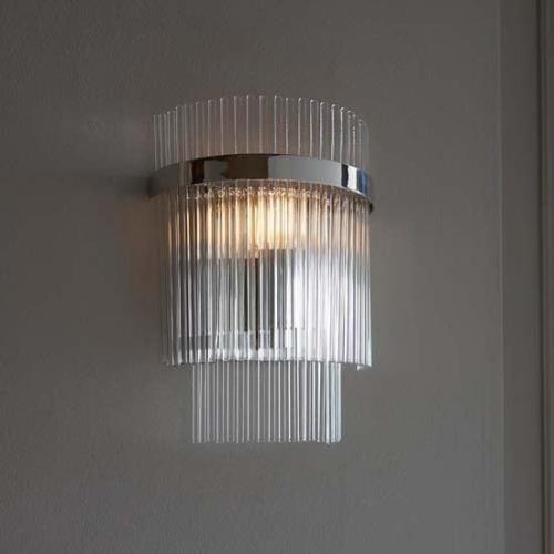 Manteo Clear Glass Rods Wall Light In Polished Nickel