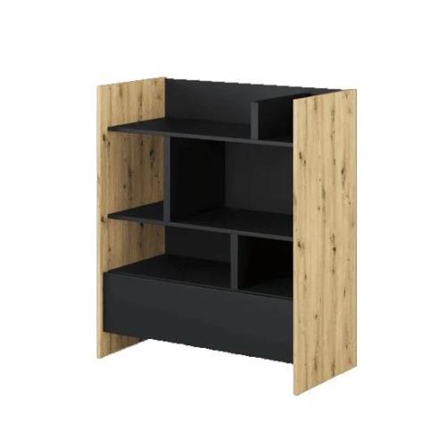 Cyan Wooden Bookcase With 1 Drawer In Artisan Oak