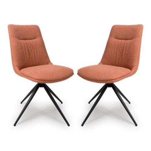 Buxton Swivel Brick Fabric Dining Chairs In Pair