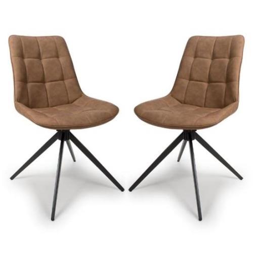 Captiva Tan Faux Leather Dining Chairs In Pair