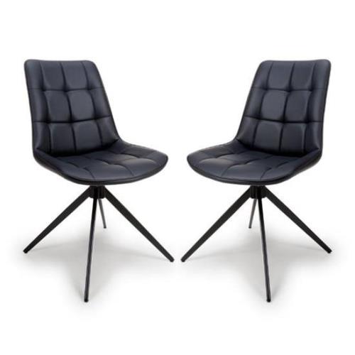 Captiva Black Faux Leather Dining Chairs In Pair