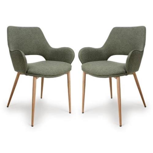 Sanremo Sage Fabric Dining Chairs In Pair