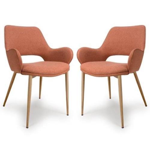 Sanremo Brick Fabric Dining Chairs In Pair